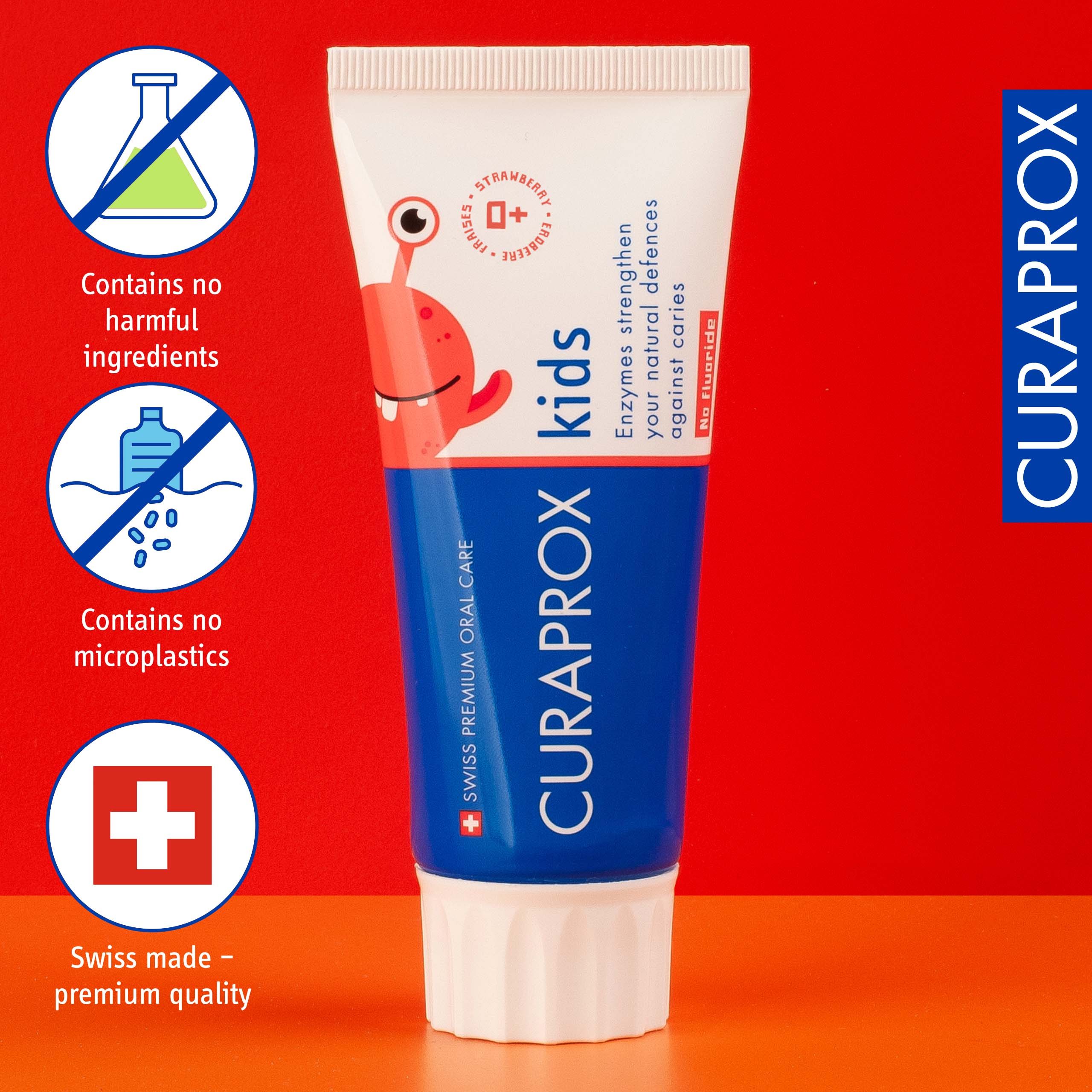 Children's toothpaste, kids strawberry, without fluoride, 60 ml - Image 3