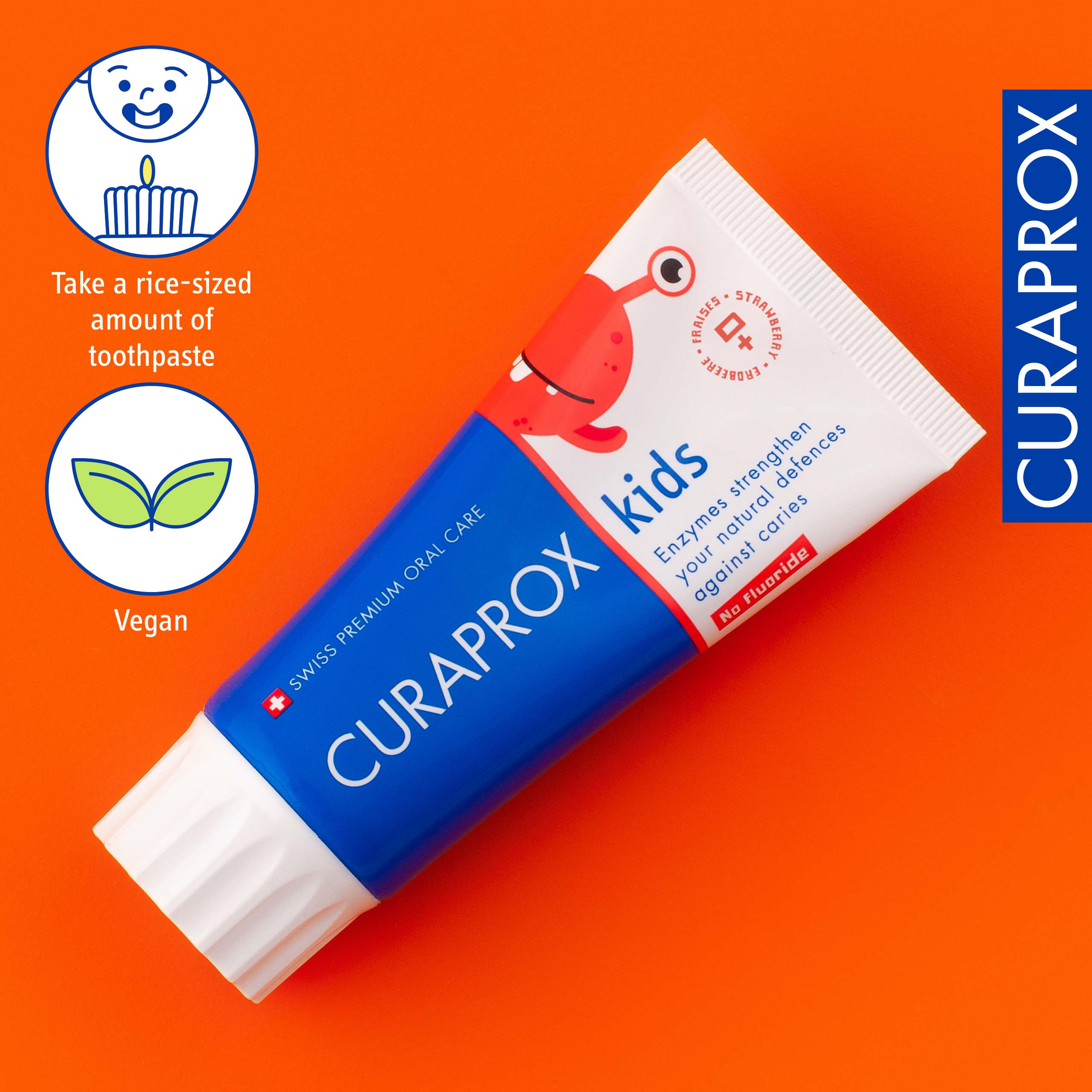 Children's toothpaste, kids strawberry, without fluoride, 60 ml - Image 4