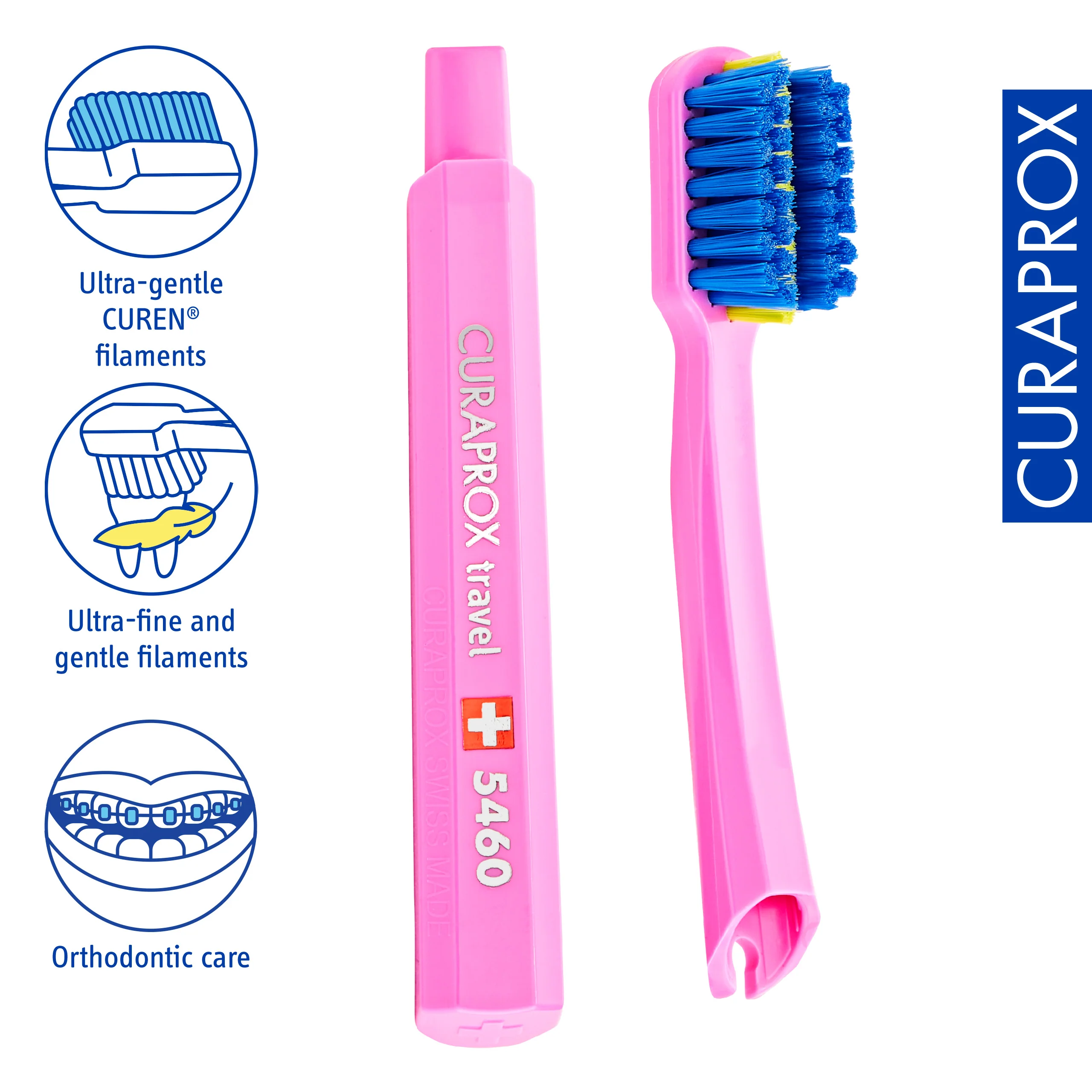Ortho Travel Set spare brush head, Pink, 2 pcs - Image 3