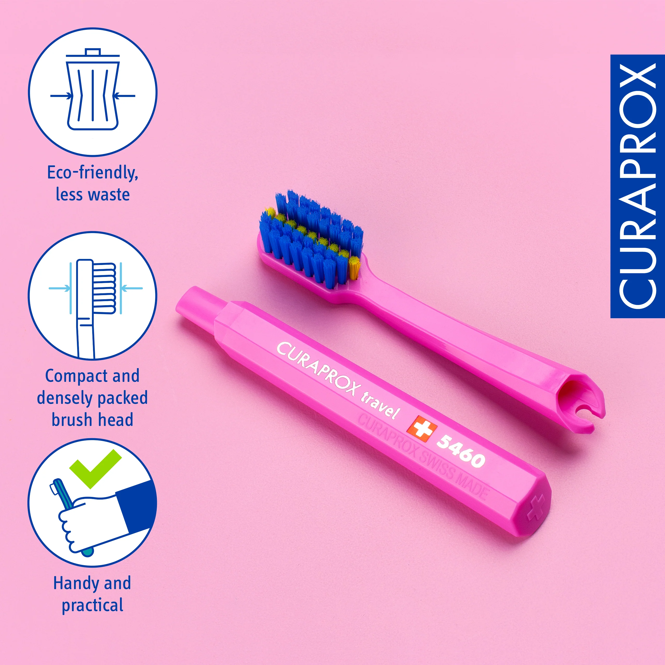 Ortho Travel Set spare brush head, Pink, 2 pcs - Image 4