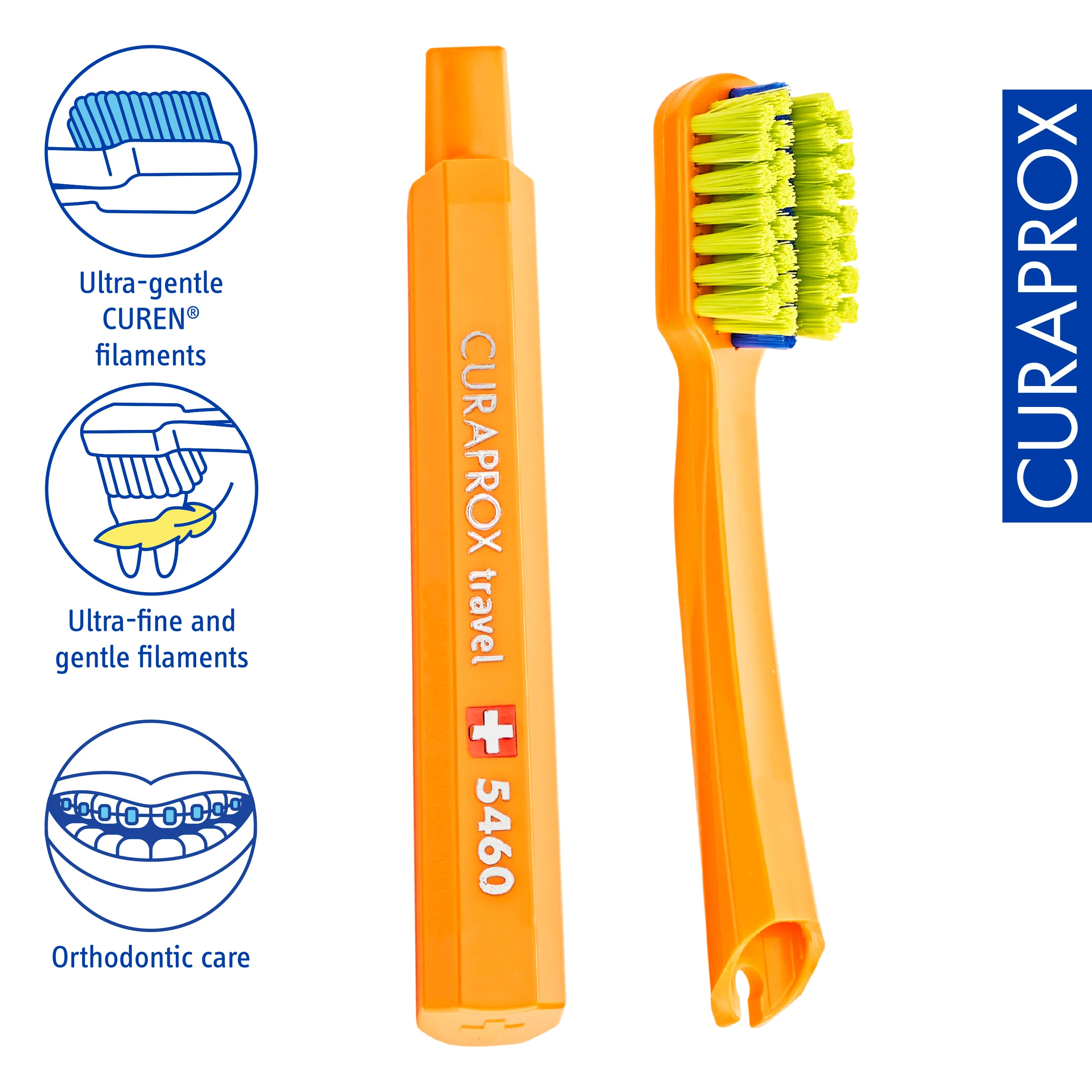 Ortho Travel Set spare brush head, Orange, 2 pcs - Image 3