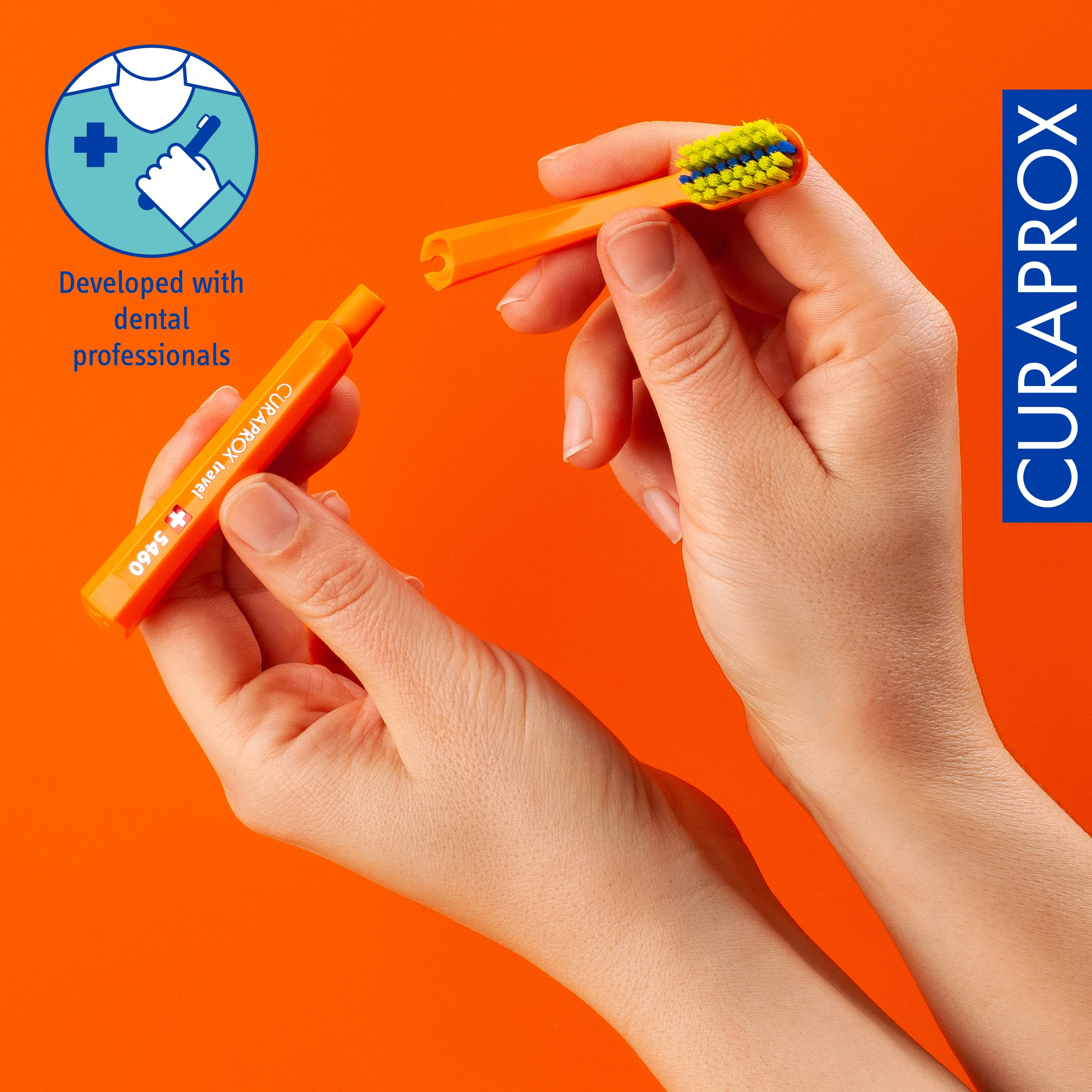 Ortho Travel Set spare brush head, Orange, 2 pcs - Image 5